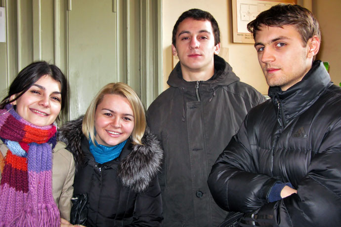 At the National Museum of Ethnography and Natural History of the Republic of Moldova. From left to right: Doina Martin, Elena Sărăteanu, Constantin Chetrușca, Veaceslav Bulatnicov. December 2010.