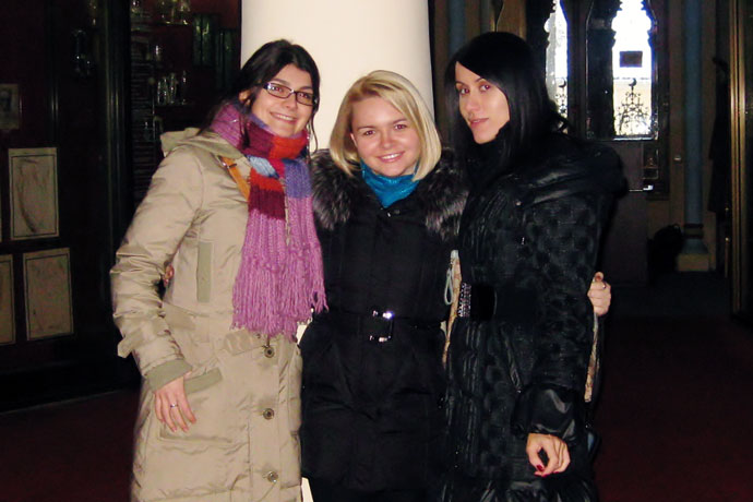 At the National Museum of Ethnography and Natural History of the Republic of Moldova. From left to right: Doina Martin, Elena Sărăteanu, Aliona Gurău. December 2010.