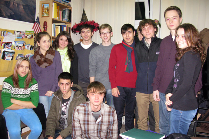 At Terra Nova. A meeting with the guest speaker Victor Buza, an MIT physics student. December 2011.