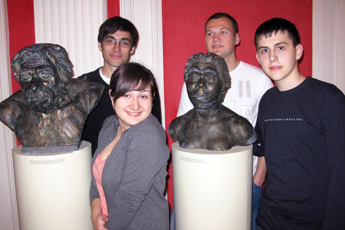 At the National Museum of Archaelogy and History of Moldova. From left to right: Eugeniu Zavtur, Maria Damaschina, Anatolie Manoilă, Cristian Cartofeanu. May 2011.